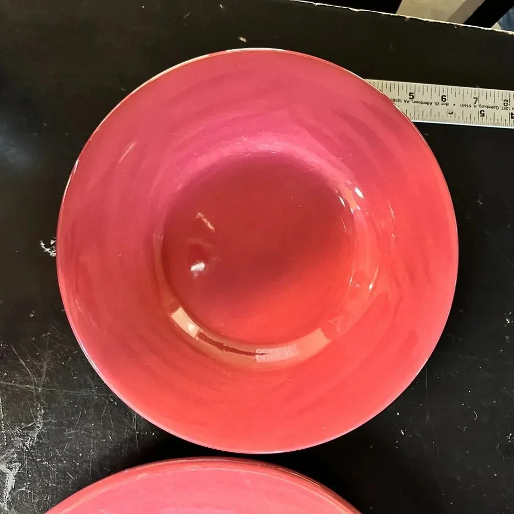 2 POTTERY BARN Sausalito Plates - Dinner & Side/Soup/Rimmed Bowl Red/Maroon